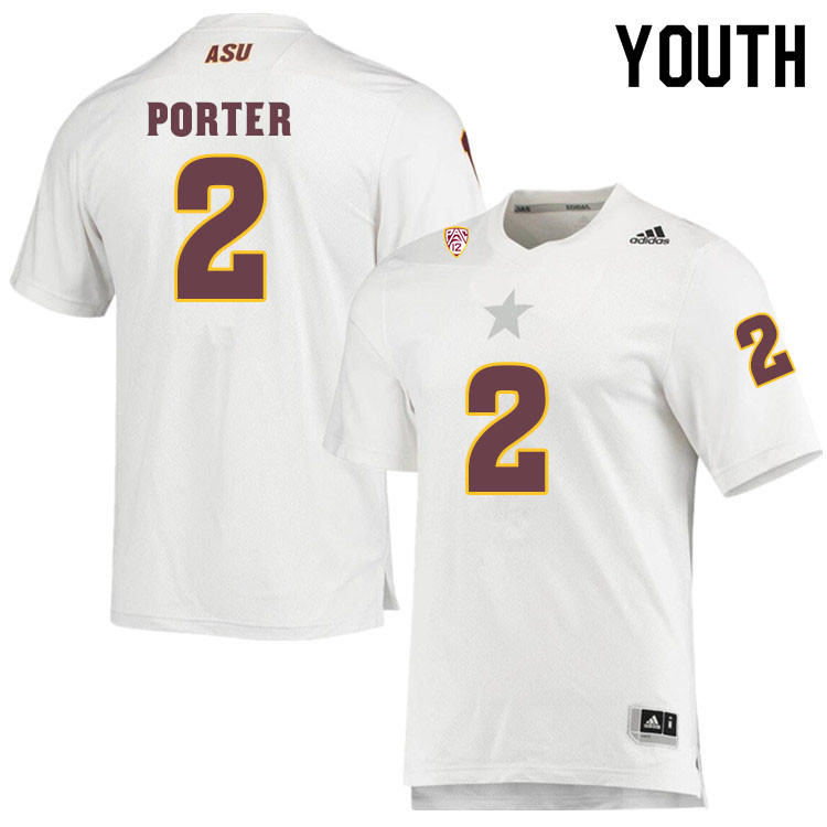 Youth #2 Geordon PorterArizona State Sun Devils College Football Jerseys Sale-White
